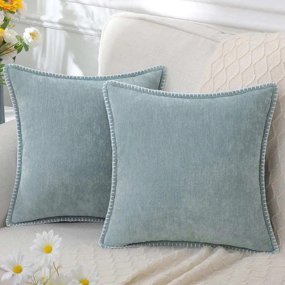 Set of 2 Chenille Cushion Covers – Modern Pillowcases for Sofa & Home Decor
