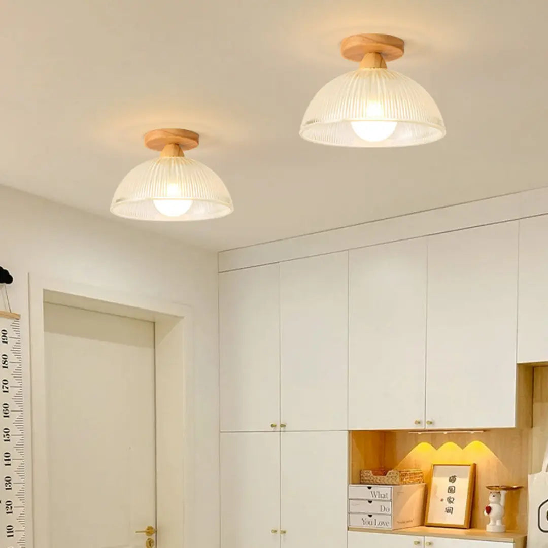 Solid Wood and Glass Modern Ceiling Lamp