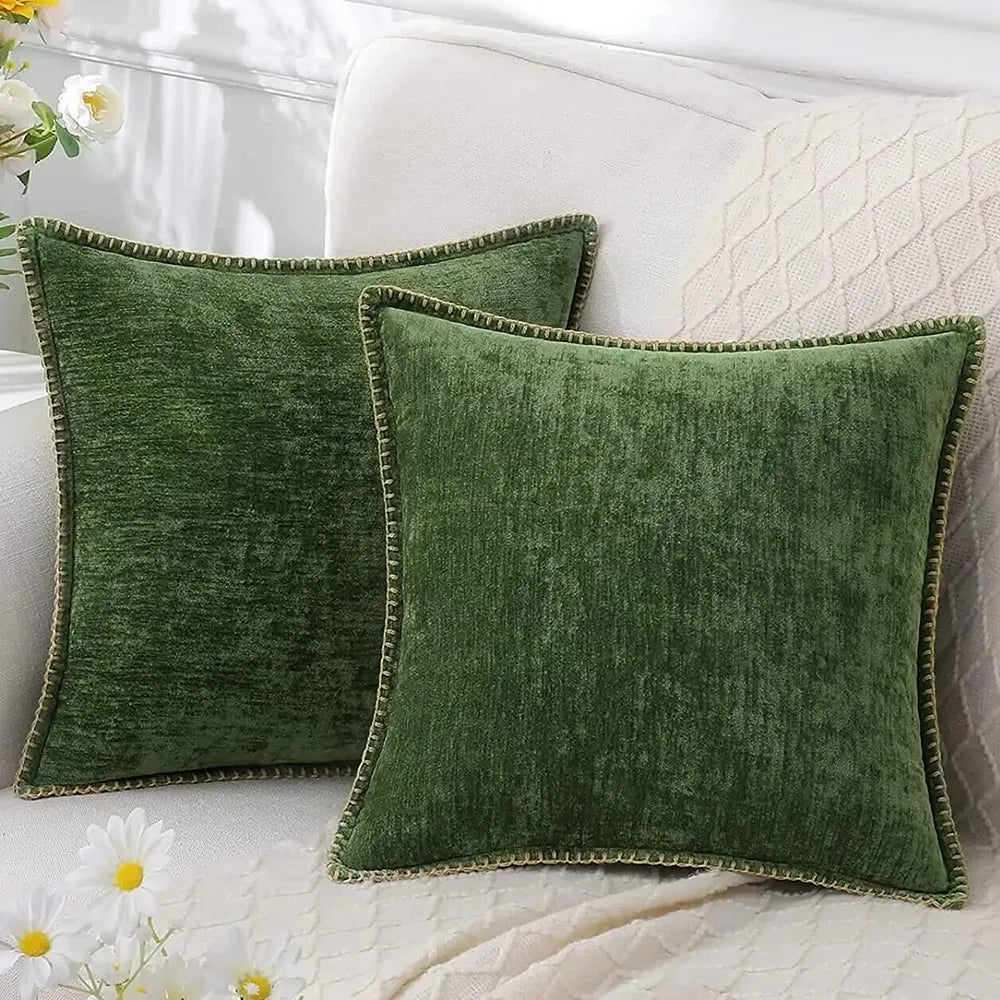 Set of 2 Chenille Cushion Covers – Modern Pillowcases for Sofa & Home Decor