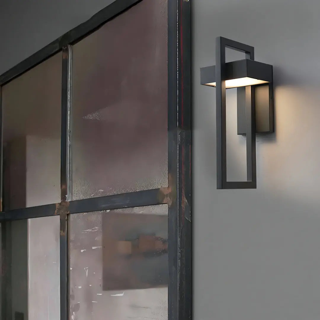 Marshall Modern Outdoor Wall Light - Black with Stainless Steel