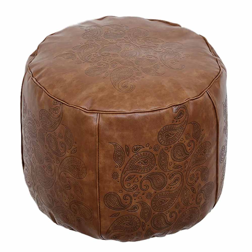 Unstuffed Leather Pouf Cover