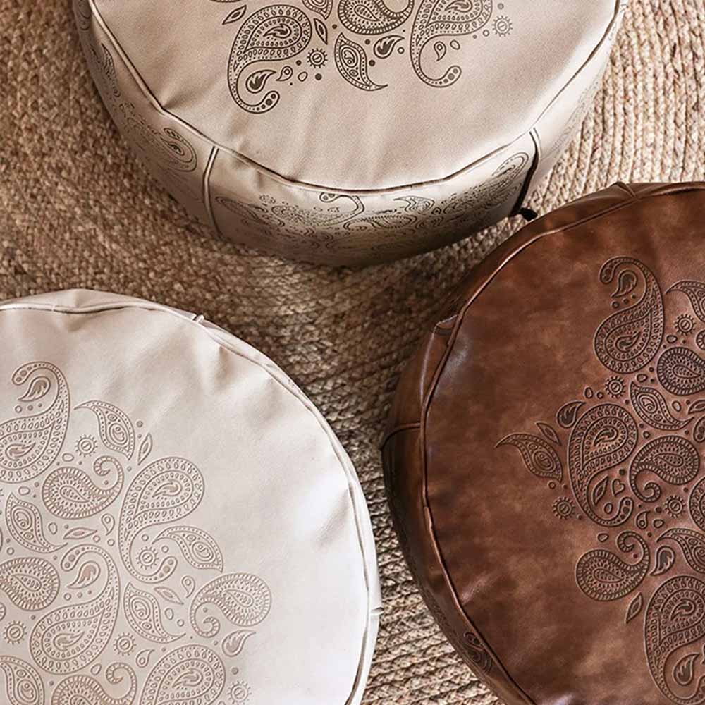 Unstuffed Leather Pouf Cover