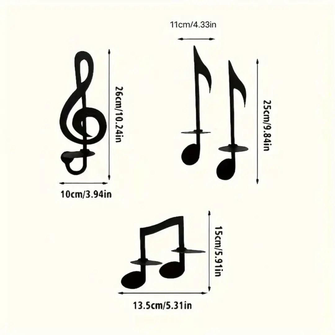 4PCs Set Music Note Candle Holder Wall Decor