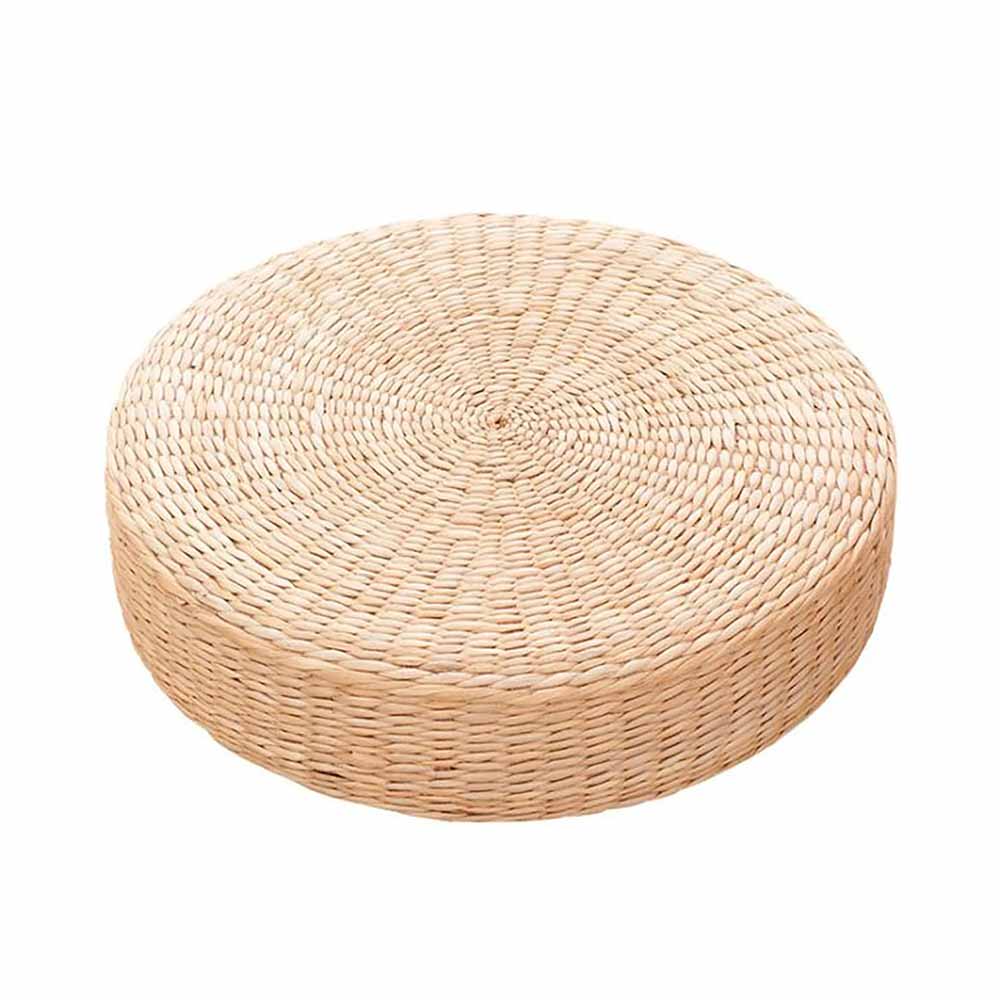Woven Natural Straw Pouf