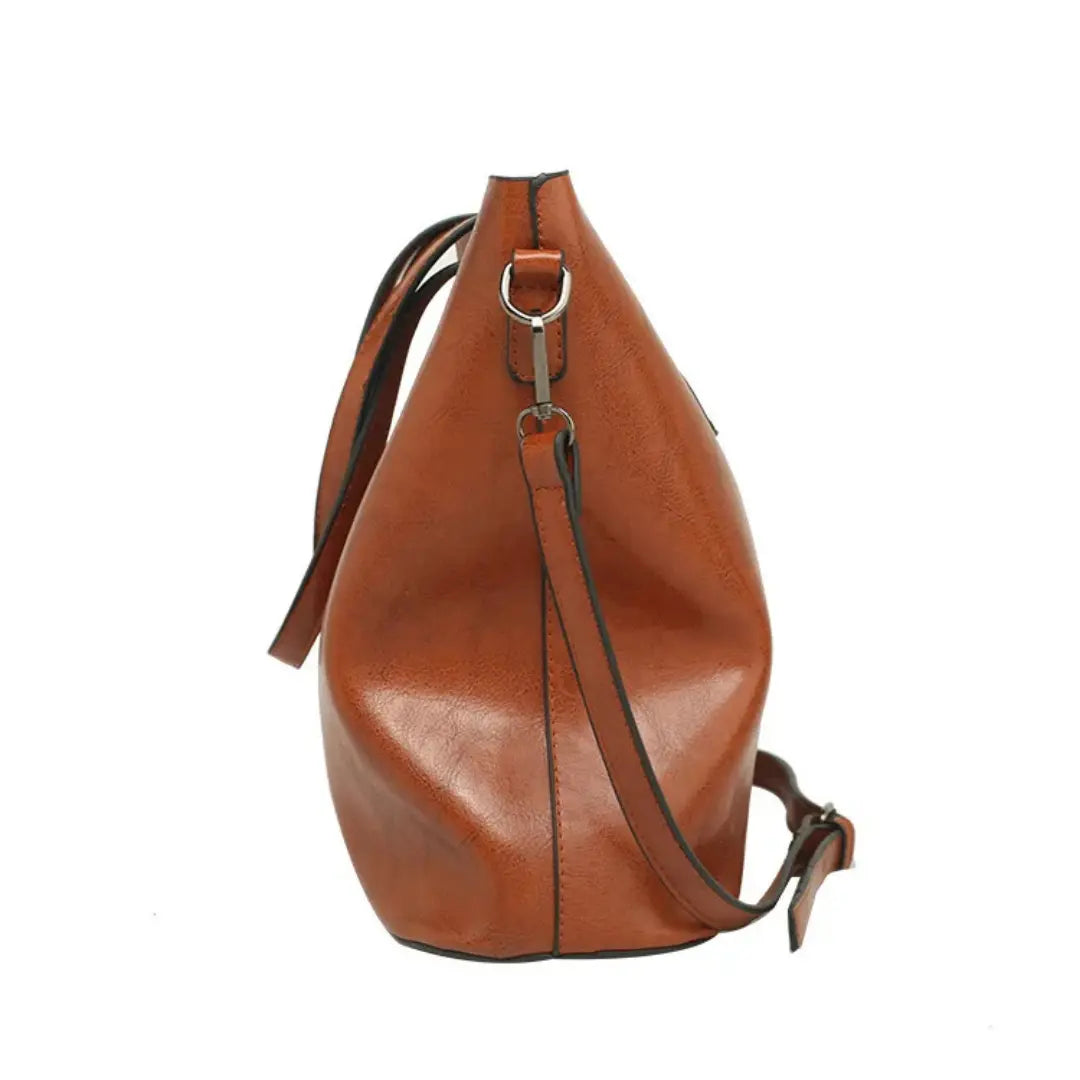 Virella – Vintage Oil Leather Tote Bag with Convertible Crossbody Strap