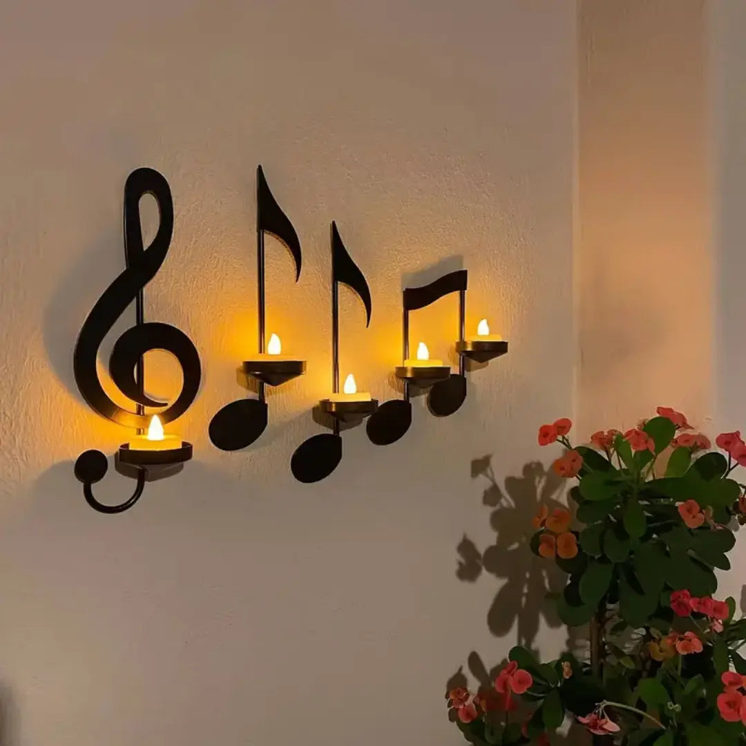 4PCs Set Music Note Candle Holder Wall Decor