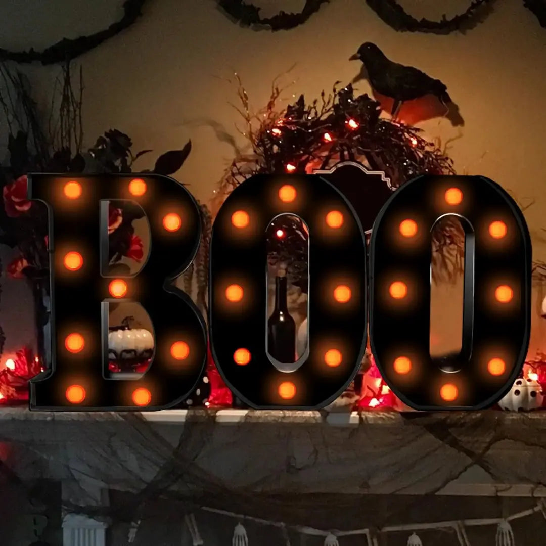 Halloween BOO LED Marquee Light Sign - Indoor Party Decoration