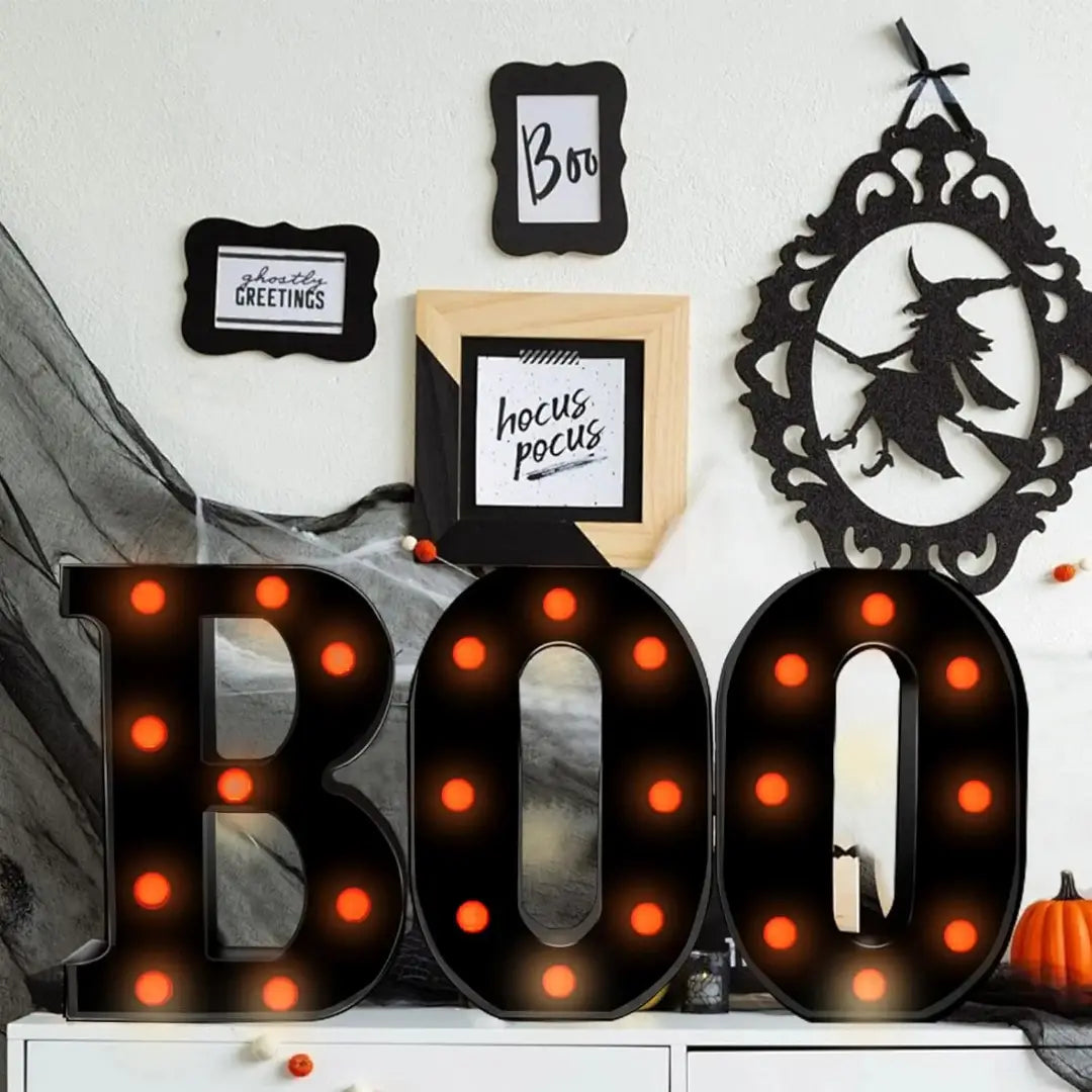 Halloween BOO LED Marquee Light Sign - Indoor Party Decoration