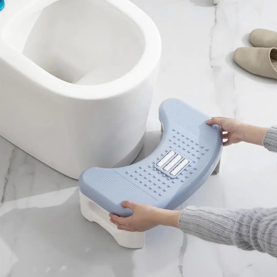 Collapsible Toilet Foot Stool - Non-Slip Circular Step Stool with Massage Roller