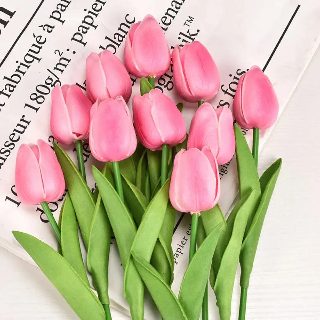 Set of 10 Realistic Tulips – Real Touch Artificial Tulips for Home & Wedding Decoration