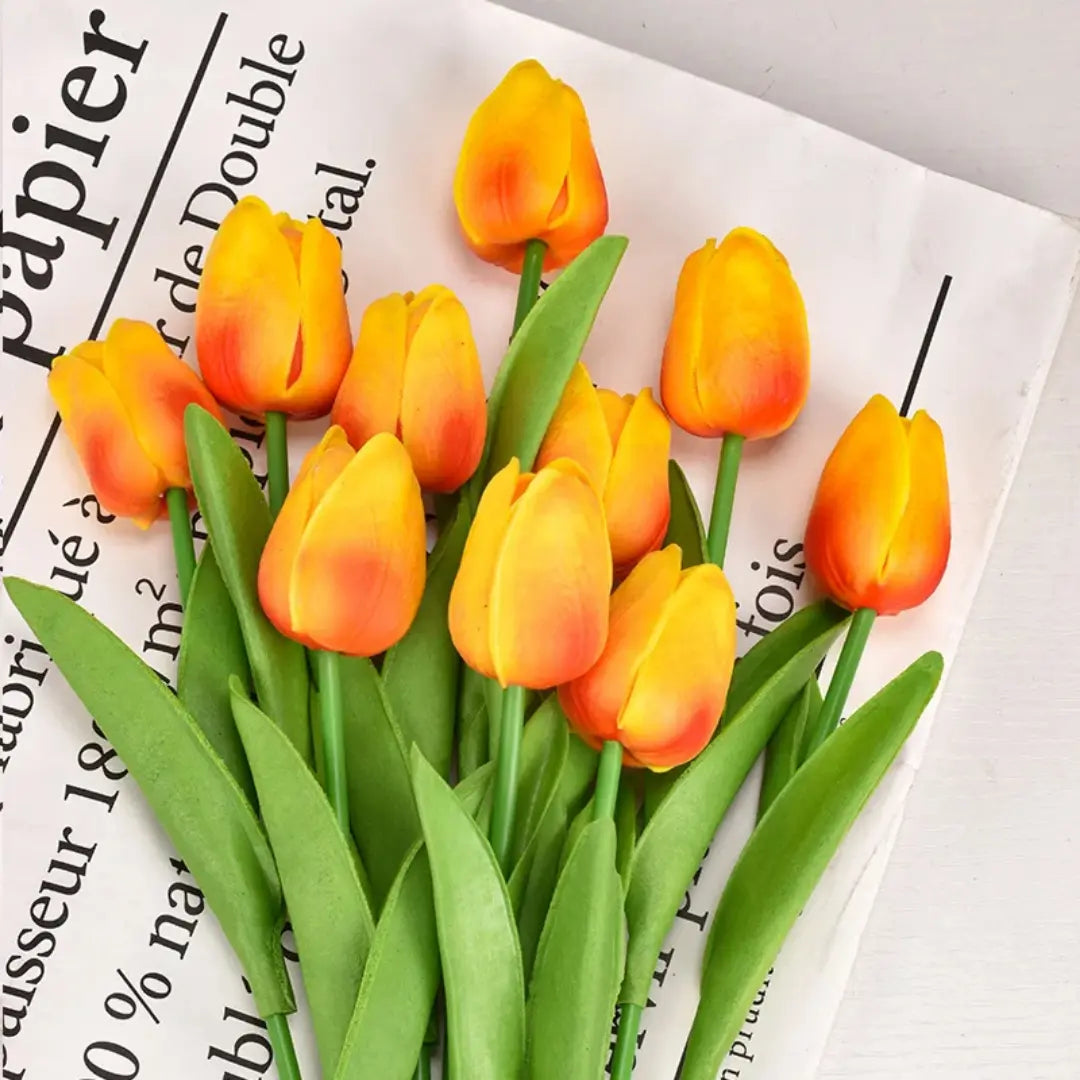 Set of 10 Realistic Tulips – Real Touch Artificial Tulips for Home & Wedding Decoration