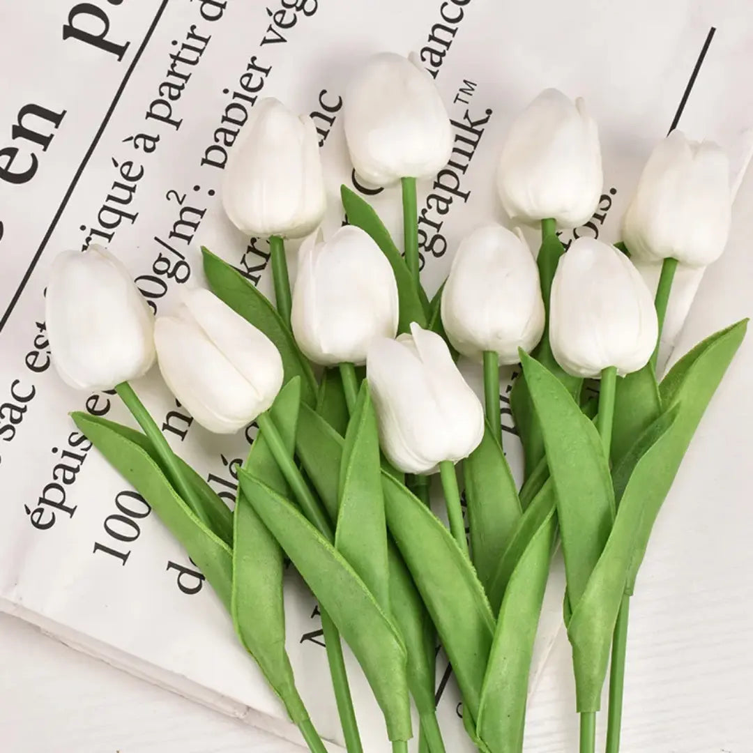 Set of 10 Realistic Tulips – Real Touch Artificial Tulips for Home & Wedding Decoration