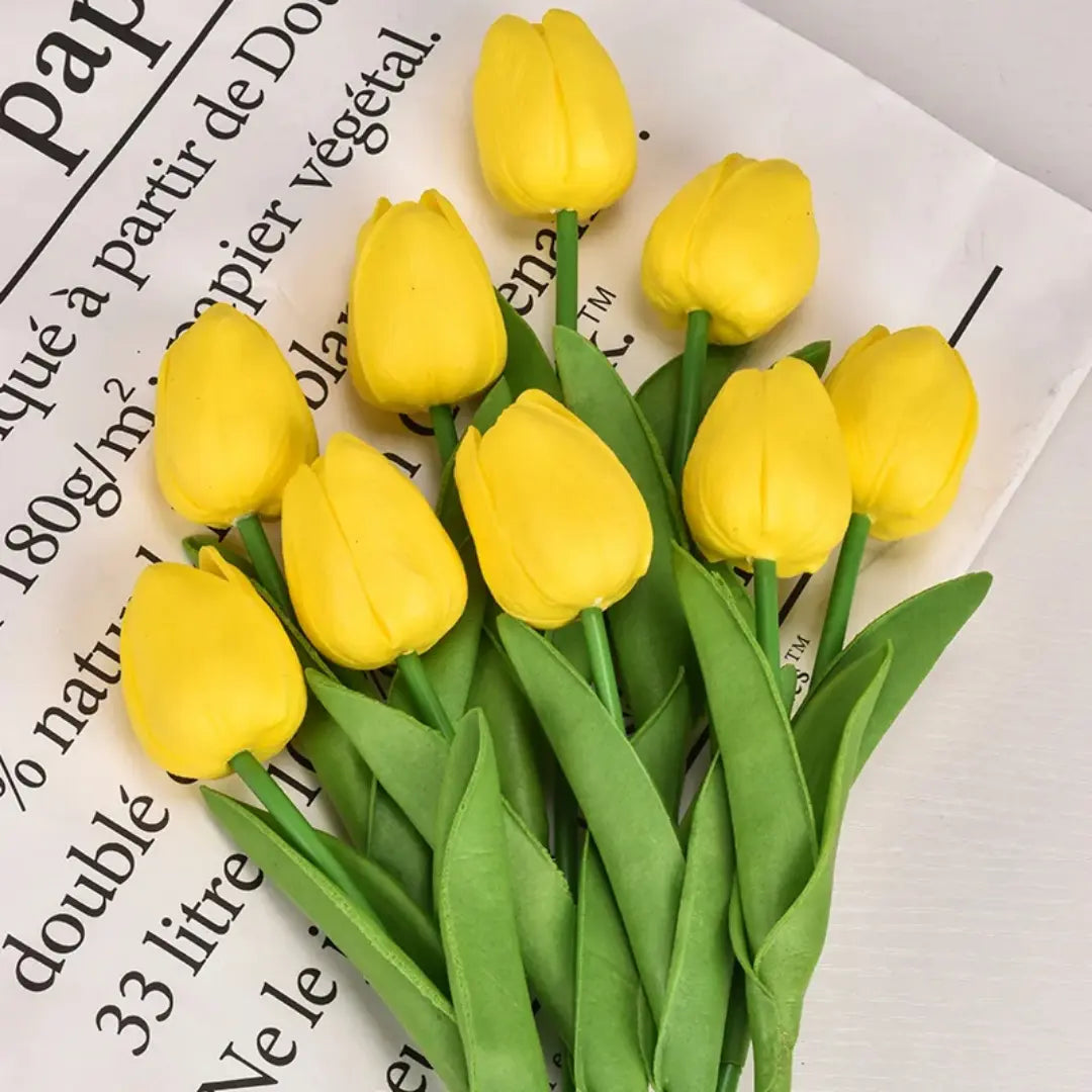 Set of 10 Realistic Tulips – Real Touch Artificial Tulips for Home & Wedding Decoration