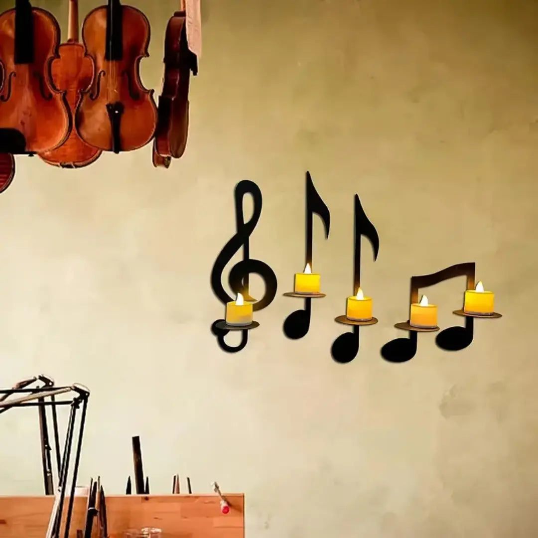 4PCs Set Music Note Candle Holder Wall Decor