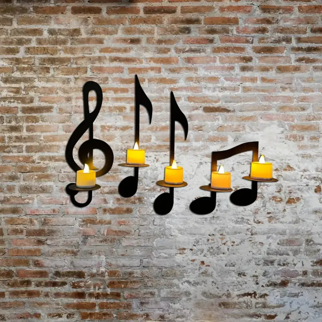 4PCs Set Music Note Candle Holder Wall Decor