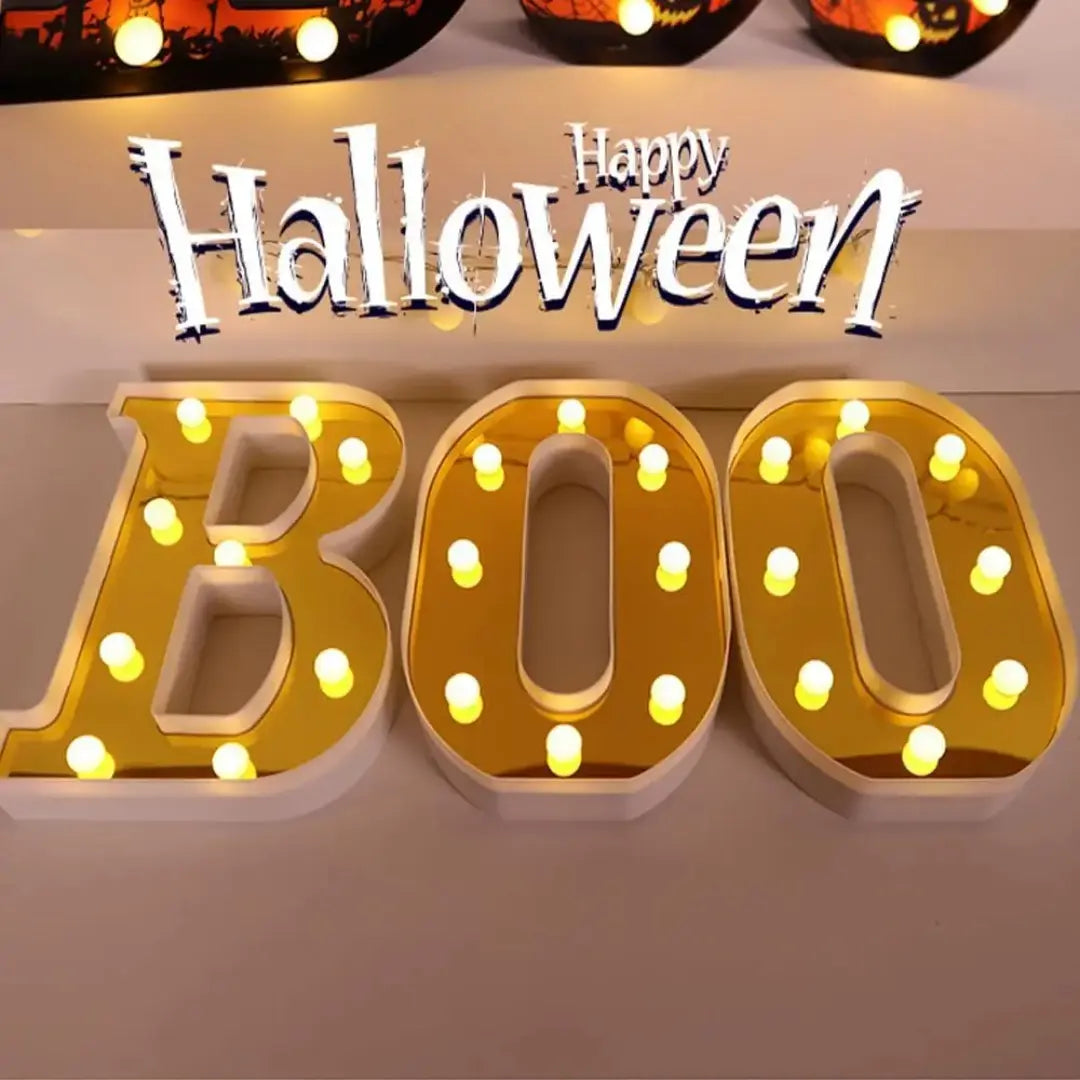 Halloween BOO LED Marquee Light Sign - Indoor Party Decoration