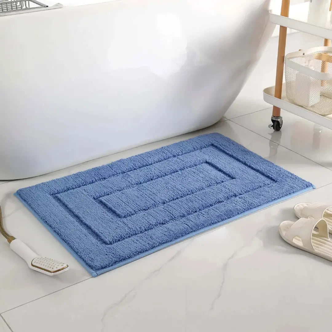 2 Piece Bathroom Mat Set - Soft Absorbent Bath Mat & Pedestal Mat