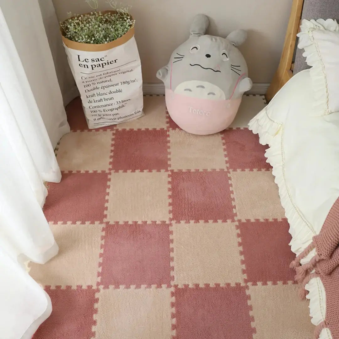 Soft Plush Baby Play Mat - Foam Puzzle Carpet for Kids, Nursery, or Living Room