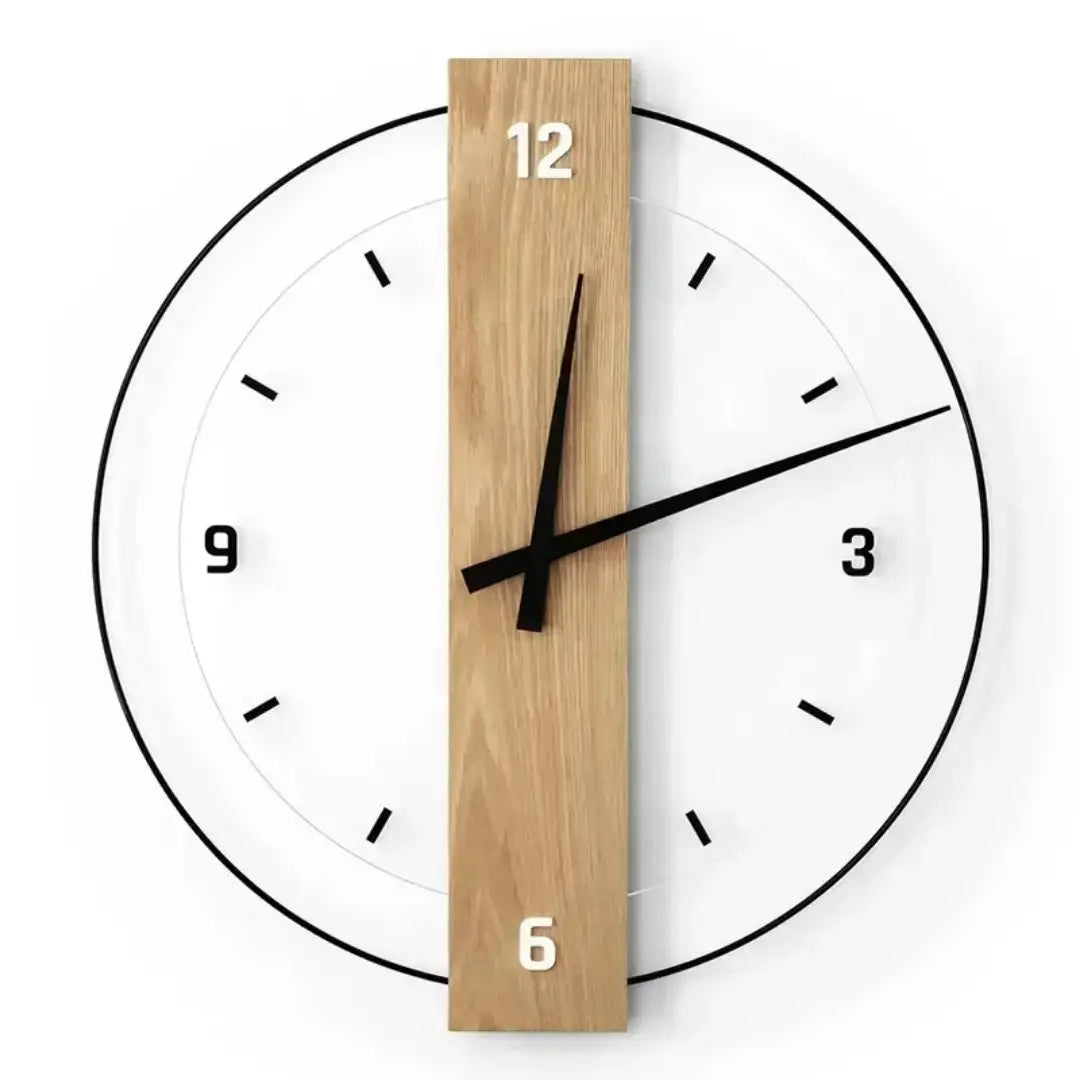 Modern Scandinavian Simple Wall Clock - Silent Elegance in Solid Wood