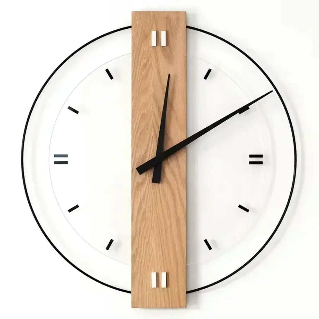 Modern Scandinavian Simple Wall Clock - Silent Elegance in Solid Wood