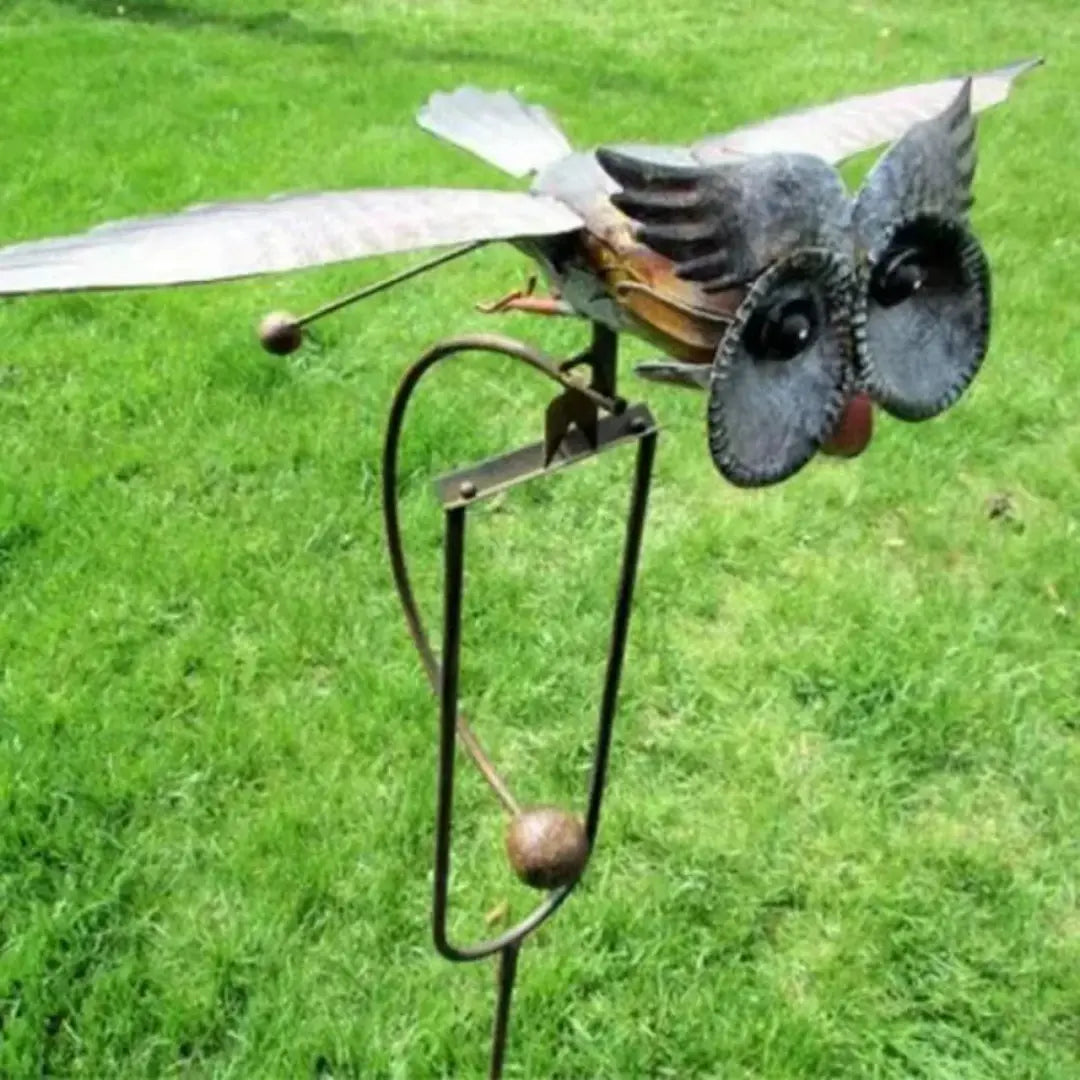 Garden Wind Spinner Metal Outdoor Ornament - Owl & Eagle Yard Decoration