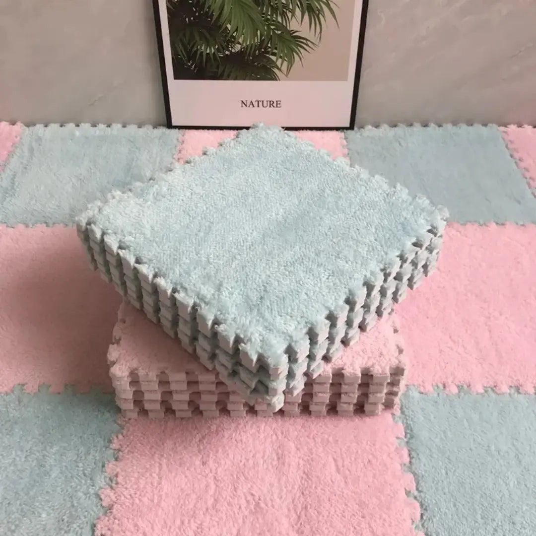 Soft Plush Baby Play Mat - Foam Puzzle Carpet for Kids, Nursery, or Living Room