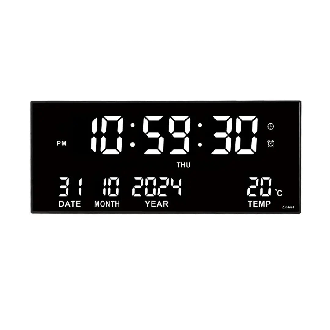 36cm Digital LED Large Wall Clock with 8 Alarms - Temperature and Calendar