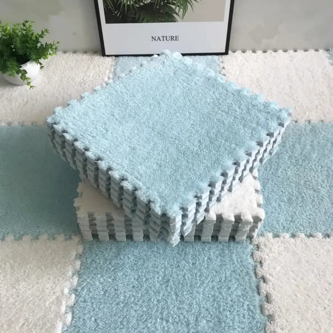 Soft Plush Baby Play Mat - Foam Puzzle Carpet for Kids, Nursery, or Living Room