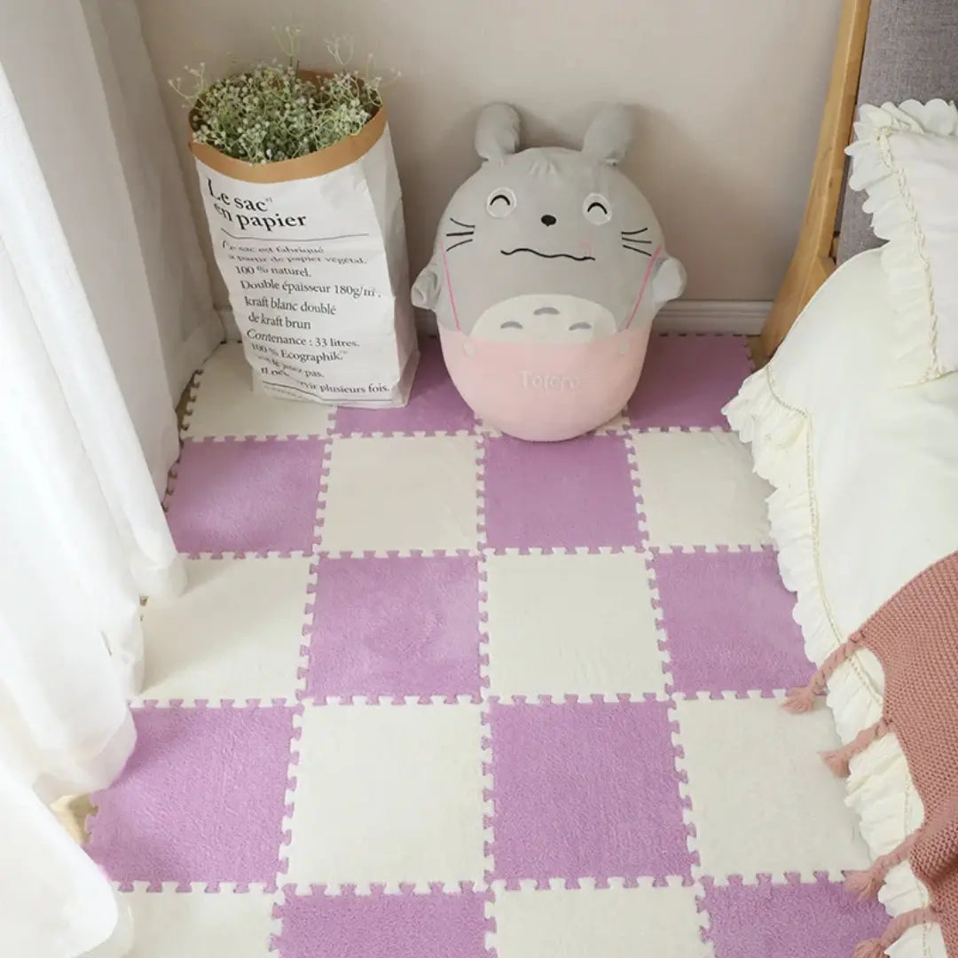 Soft Plush Baby Play Mat - Foam Puzzle Carpet for Kids, Nursery, or Living Room