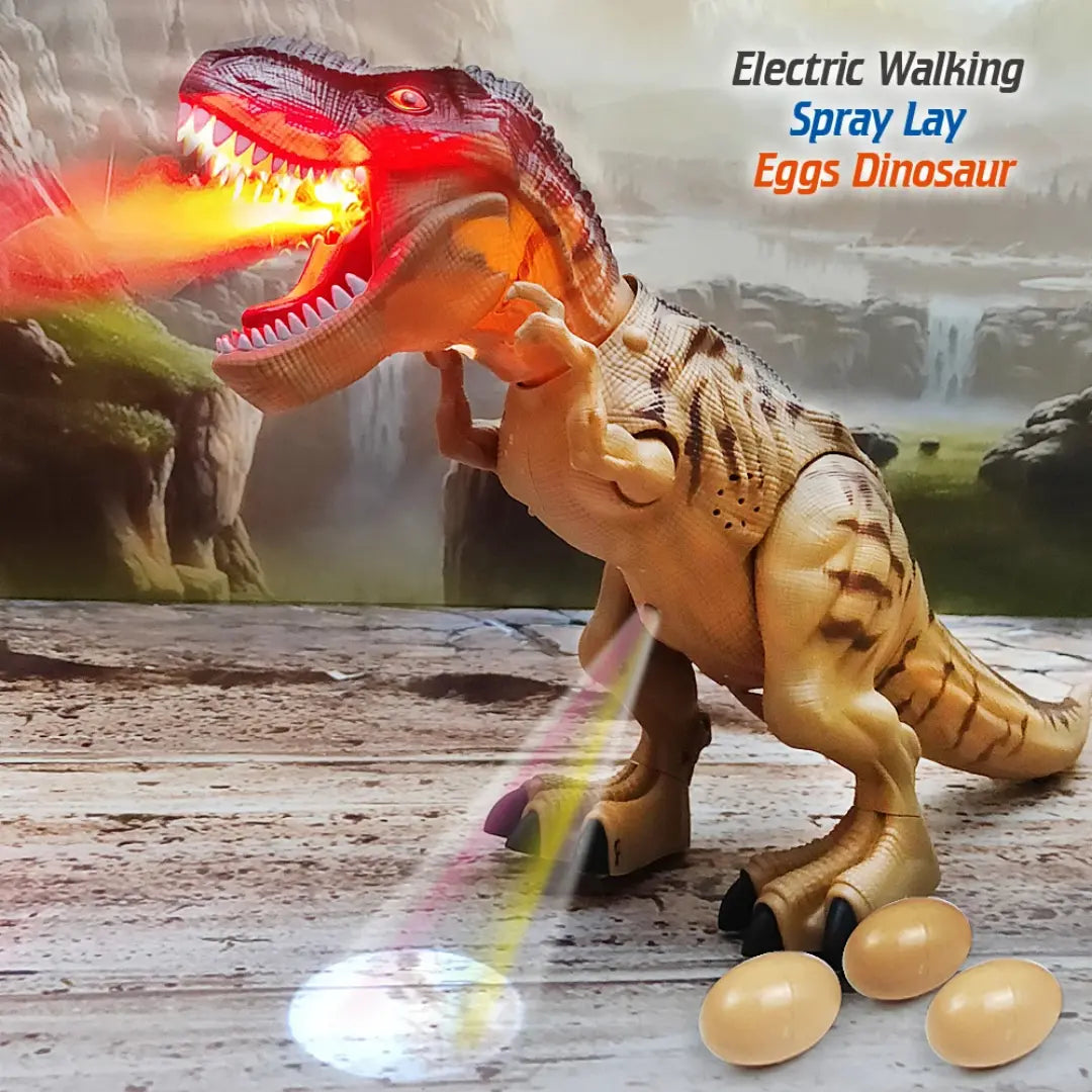 Electric Walking Dinosaur Toy with Lights, Sound & Spray
