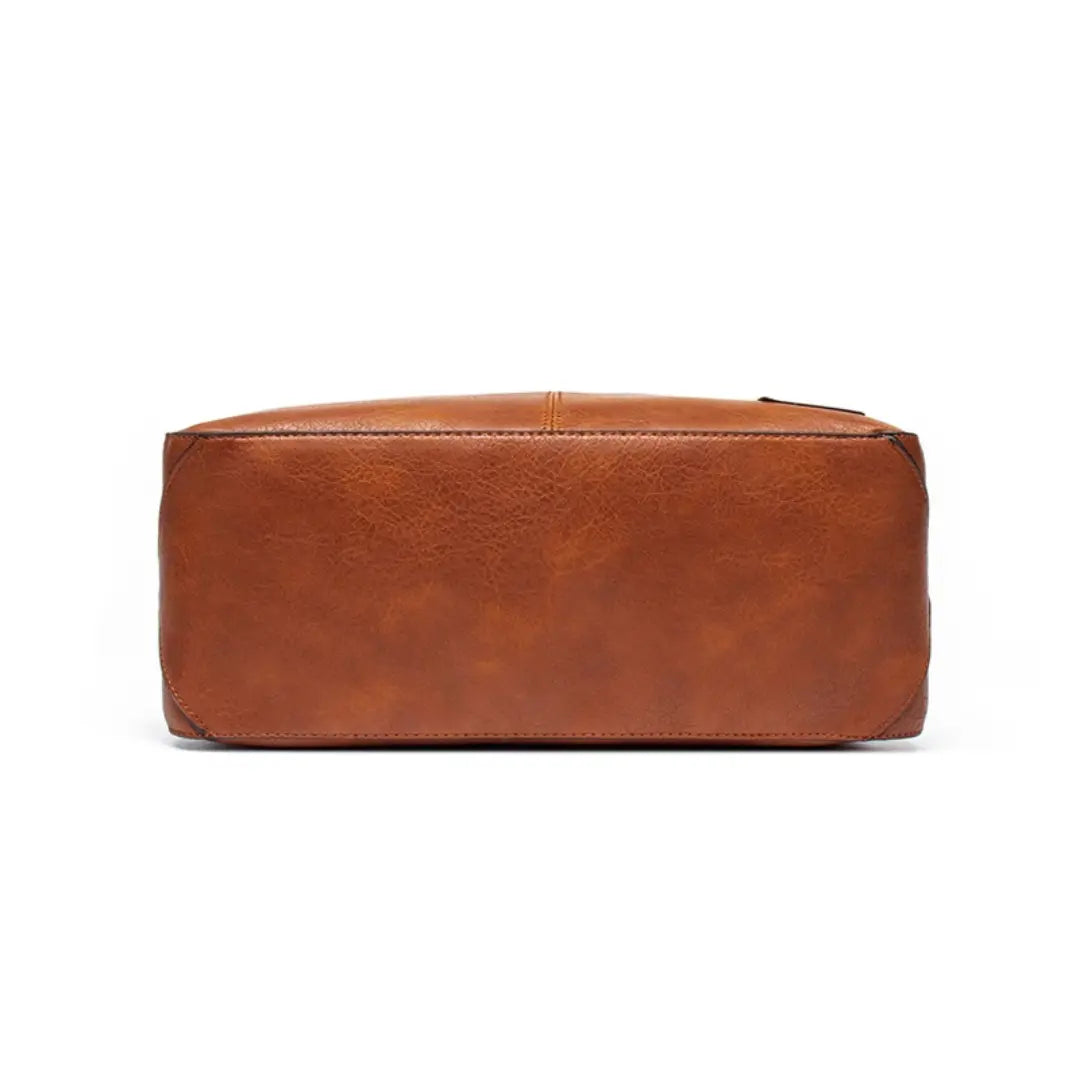 Sorena – Leather Messenger Tote Bag with Multi-Zip Pockets