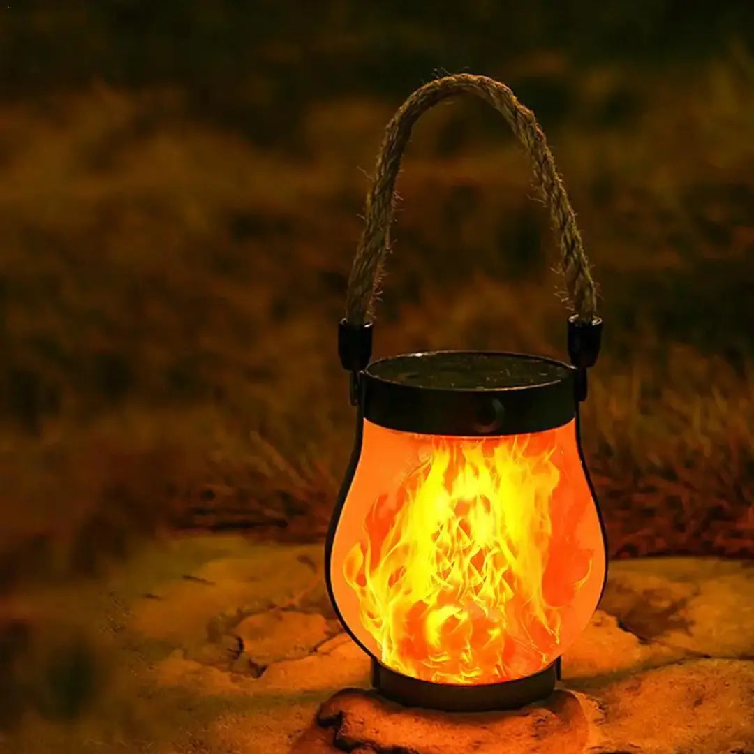 Outdoor Solar Lanterns with Realistic Flame Effect - Hanging Solar Powered Lanterns