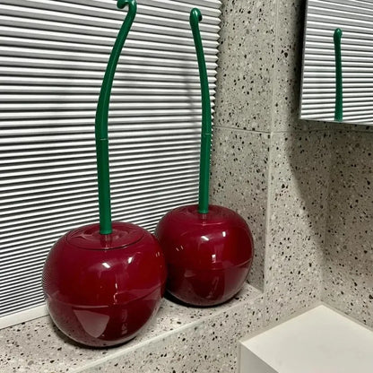 Novelty Cherry-Shaped Toilet Brush with Holder - Creative Bathroom Accessory