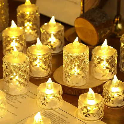 Liora Crystal Flameless Candle Lights - Battery-Powered LED Ambient Tea Lights
