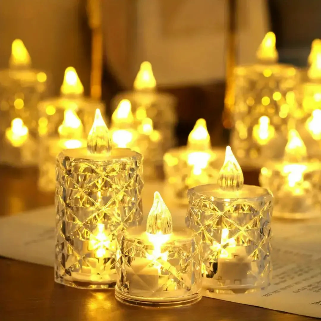 Liora Crystal Flameless Candle Lights - Battery-Powered LED Ambient Tea Lights
