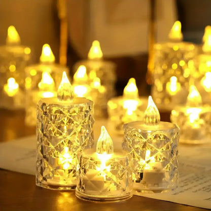 Liora Crystal Flameless Candle Lights - Battery-Powered LED Ambient Tea Lights