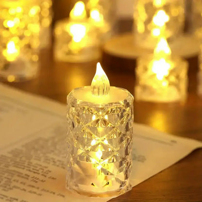 Liora Crystal Flameless Candle Lights - Battery-Powered LED Ambient Tea Lights