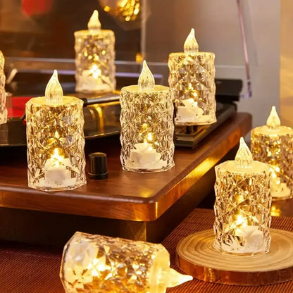 Liora Crystal Flameless Candle Lights - Battery-Powered LED Ambient Tea Lights
