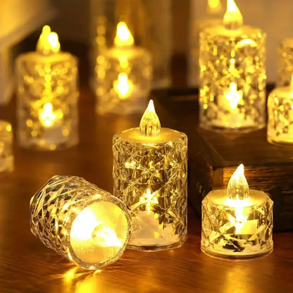 Liora Crystal Flameless Candle Lights - Battery-Powered LED Ambient Tea Lights