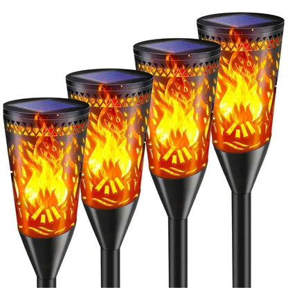 Lumora Solar Flame Torch Lights - Outdoor Waterproof Garden Lamps with Realistic Dancing Flame Effect