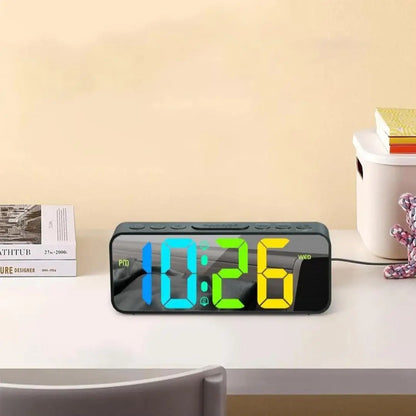 RGB Digital Alarm Clock with Mirror Display - 11 Color LED, Dual Alarm