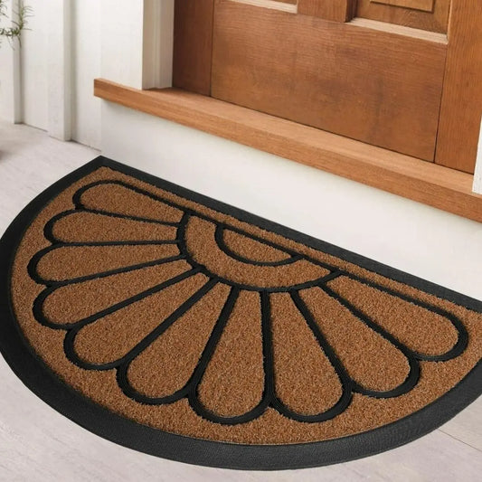 UbdyoArc Half-Moon Coir and Rubber Door Mat - Non-Slip Decorative Entrance Mat for Indoor and Outdoor Use