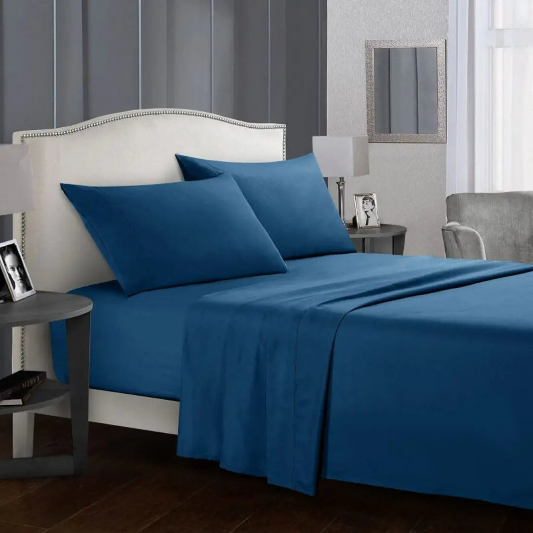 Silvara 4-Piece Cotton Bed Sheet Set - Soft Microfiber Fitted Sheets with Deep Pockets and Pillowcases