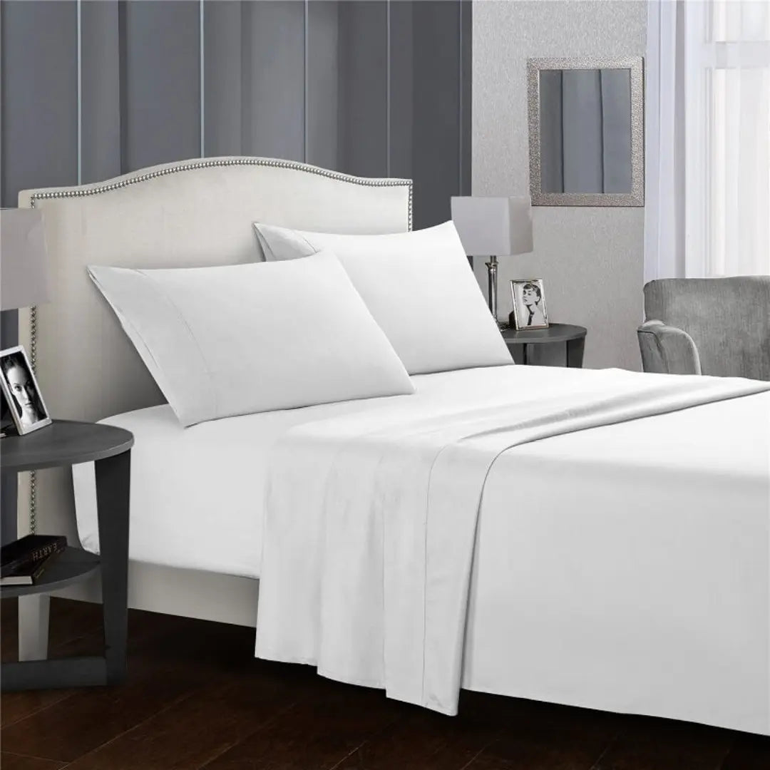 Silvara 4-Piece Cotton Bed Sheet Set - Soft Microfiber Fitted Sheets with Deep Pockets and Pillowcases