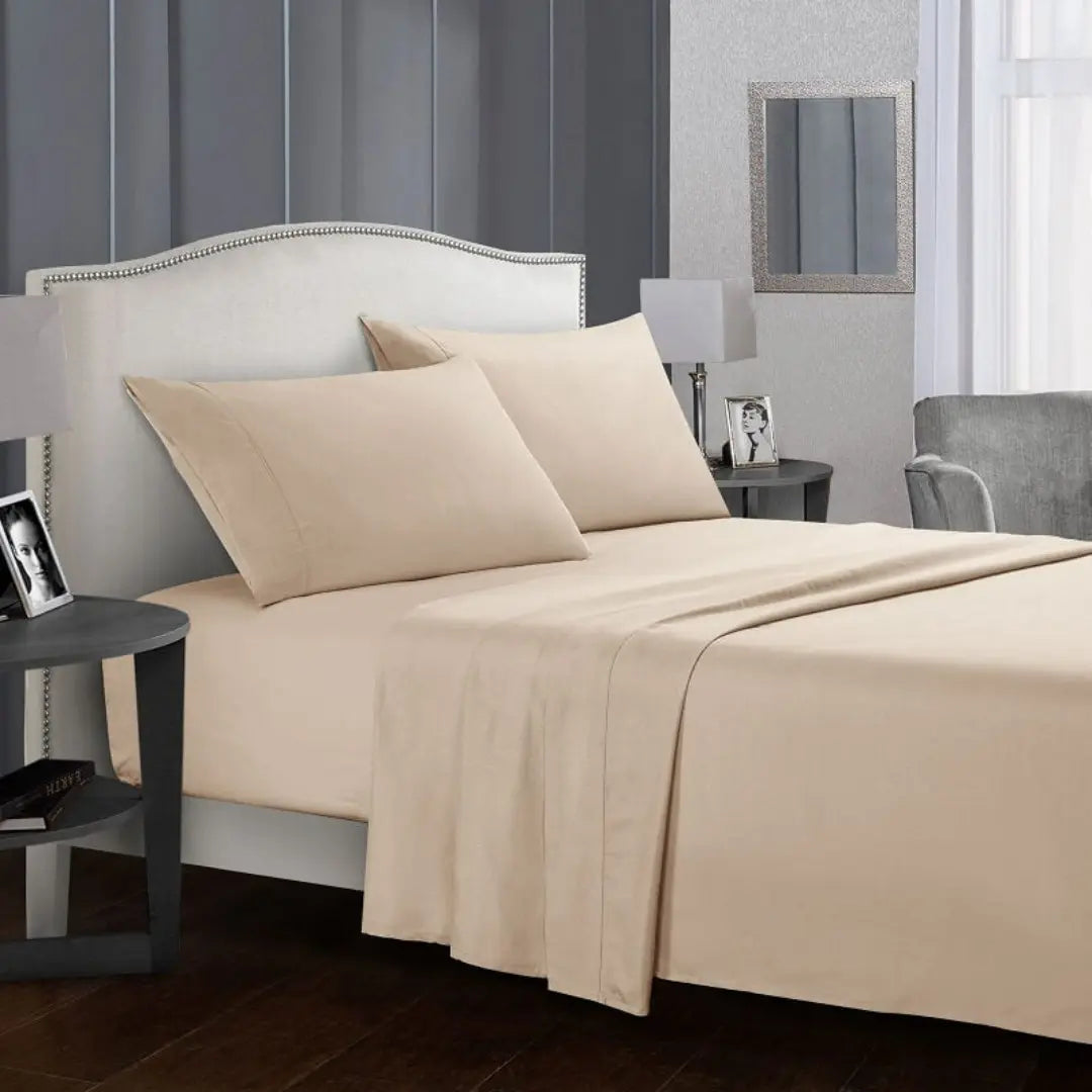 Silvara 4-Piece Cotton Bed Sheet Set - Soft Microfiber Fitted Sheets with Deep Pockets and Pillowcases