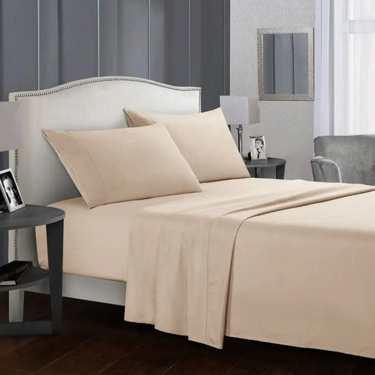 Silvara 4-Piece Cotton Bed Sheet Set - Soft Microfiber Fitted Sheets with Deep Pockets and Pillowcases