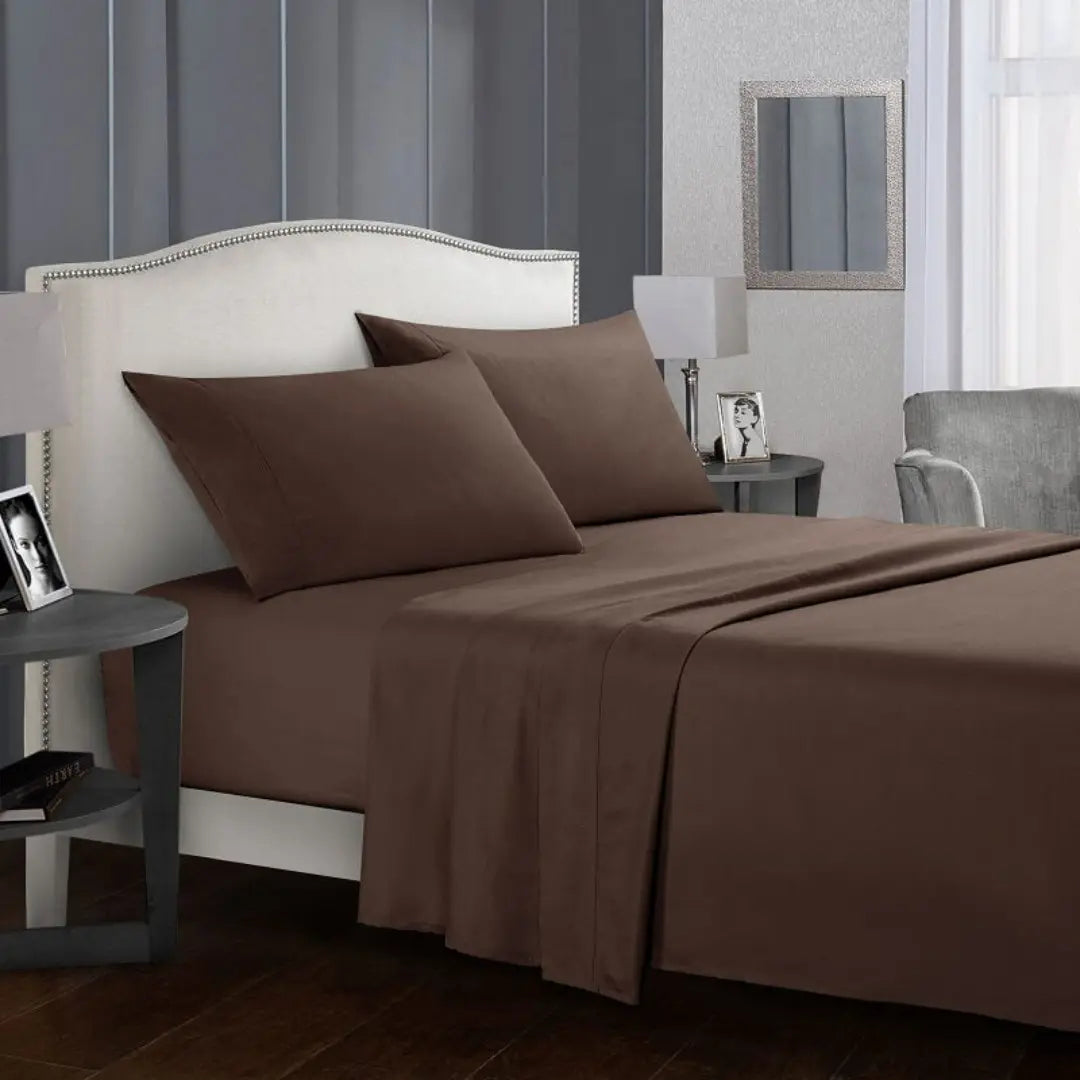 Silvara 4-Piece Cotton Bed Sheet Set - Soft Microfiber Fitted Sheets with Deep Pockets and Pillowcases