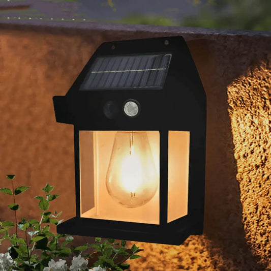 Solar Motion Sensor Wall Lantern - Elegant Weatherproof Outdoor Lighting