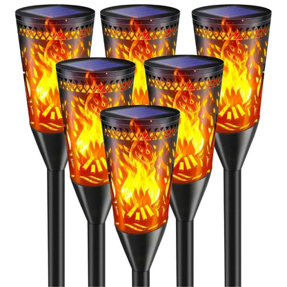 Lumora Solar Flame Torch Lights - Outdoor Waterproof Garden Lamps with Realistic Dancing Flame Effect