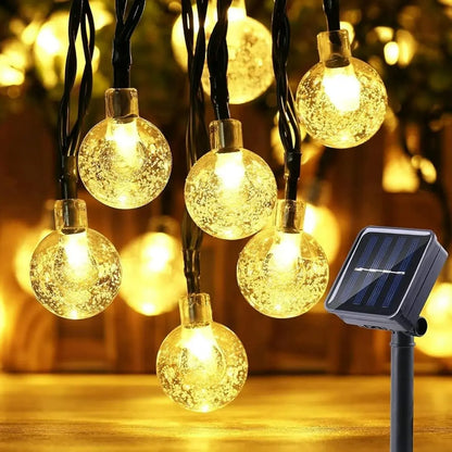 CrystalGlow Solar String Lights - Waterproof Outdoor Fairy Lights LED Crystal Balls